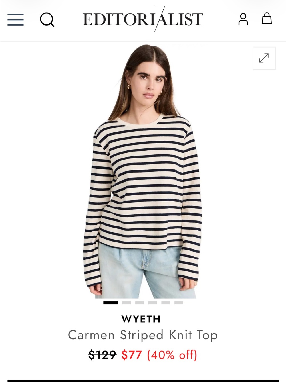 WYETH Carmen Striped Knit Top - Ivory/Black